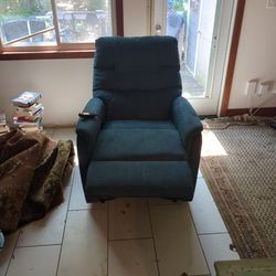 Blue Recliner With Remote Electric Controller 