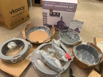 Non Stick Pots and Pans Set with Removable Handle, Ceramic Cookware Set Detachable Handle, 5pcs Induction Kitchen Camping Stackable Pots Pans, Dishwas