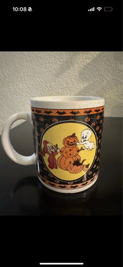 Vintage Casper The Friendly Ghost Halloween Mug Pumpkin Ceramic Coffee Cup 1993