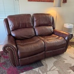 Leather Love Seat Sofa w/ Dual Recliner
