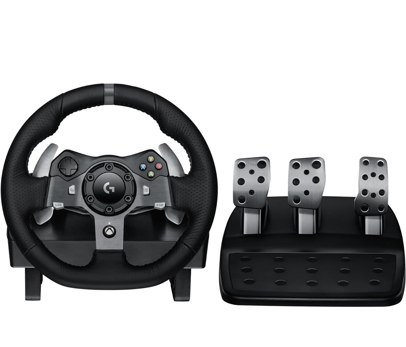 Logitech G920 Driving Force Racing Wheel and Floor Pedals, Real Force Feedback, Stainless Steel Paddle Shifters, Leather Steering Wheel Cover for Xbox