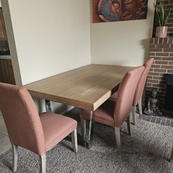 Cindy Crawford Home San Francisco Gray 5 Pc Dining Room with Orange Chairs - Used