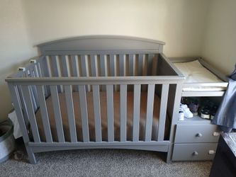 Delta Children Convertible Crib w/ changing table + Toddler Bed + Mattress