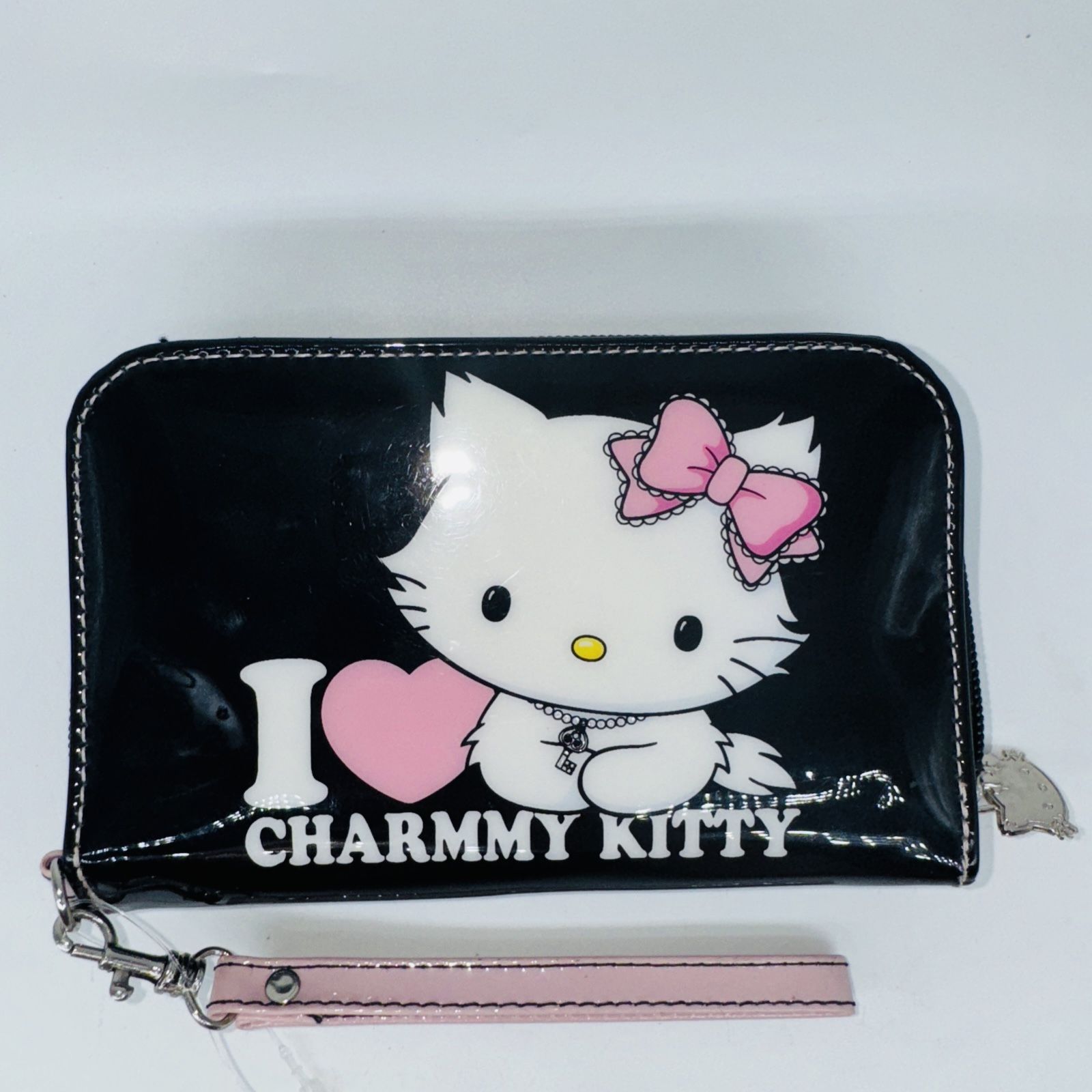Sanrio Charmmy Kitty Black Patent Leather Wallet Wristlet Gorpcore 6" Gothic Bag  Authentic charming kitty from Sanrio. This is black patent leather m