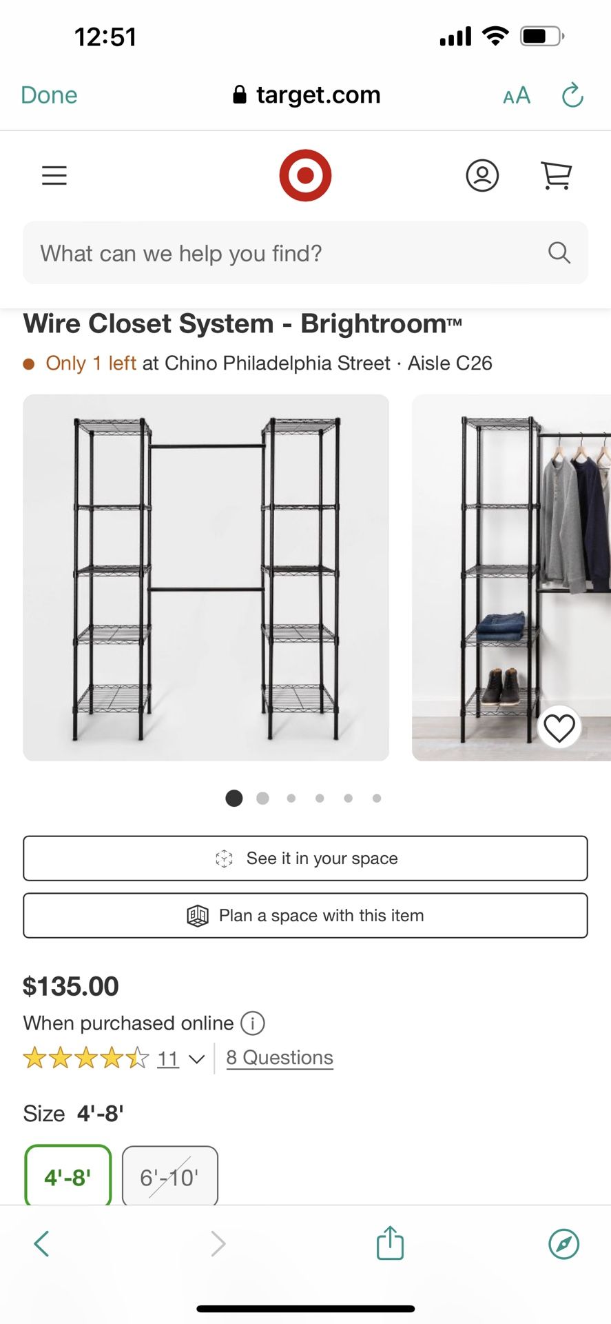 Brightroom Freestanding Expandable Metal Closet Kit 