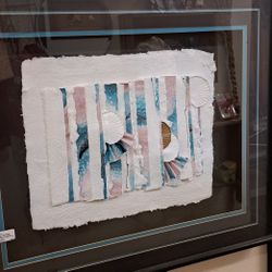 Orig Signed Abstract Paper Art In Shaddiwbox Frane,