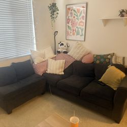 Dark Navy Couch with Ottoman