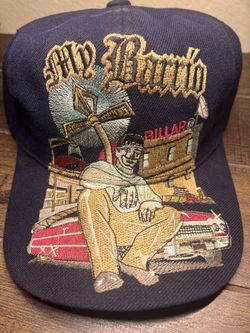 Vintage Embroidered Navy Blue Cholo Theme SnapBack Hat