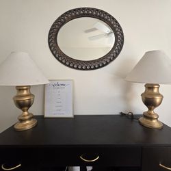 Two (2) Golden Lamps with Shades