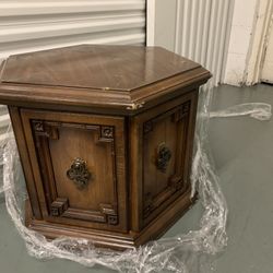 Vintage Double Door Hexagonal End Table