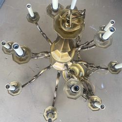Brass 12 Pendants Chandelier In Good Condition Ready Assembled Asking $450. Obo 