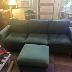 Green Couch With Storage Ottoman 