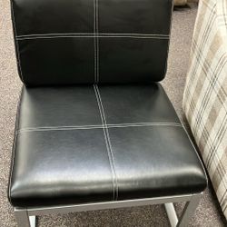 Alera Ispara Series Armless Chair, 26.57" x 30.71" x 31.1", Black Seat, Black Back, Silver Base- Retail $192