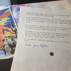 Frank Coghlan Jr Signed Autographed letter Billy Batson from Captain Marvel  W/coa & print