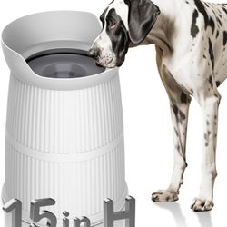 Elevated Dog Bowls Large Sized,15.4in High Raised Stand,4.4L No Spill Dog Water Bowl,Stainless Steel Bowl