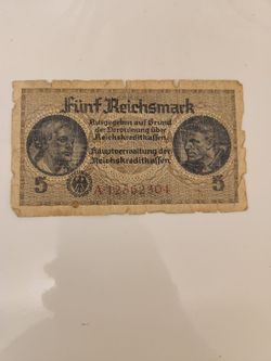 German 5 Reichsmark Banknote WWII Era