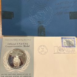 Silver Commemorative Coin With First Day Issue Stamp