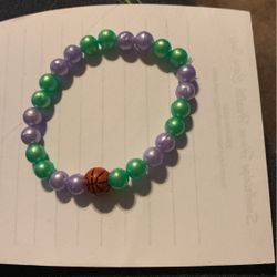 Mardi Gras Basketball Bracelet