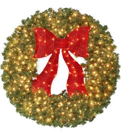 Best Choice Products 48in Large Artificial Pre-Lit Fir Christmas Wreath - Brand New in Box