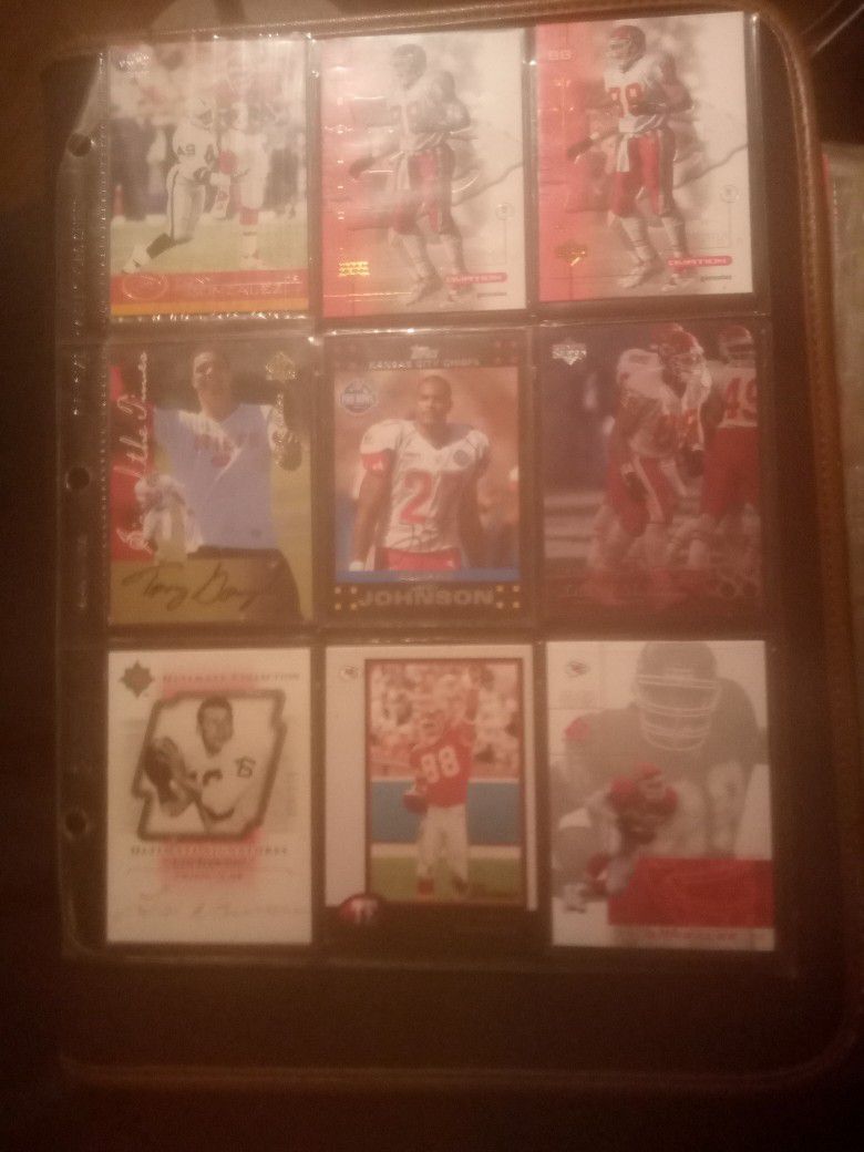 9 Card Lot Of Tony Gonzalez, Larry Johnson Including 3 Autographed Cards, Brand New