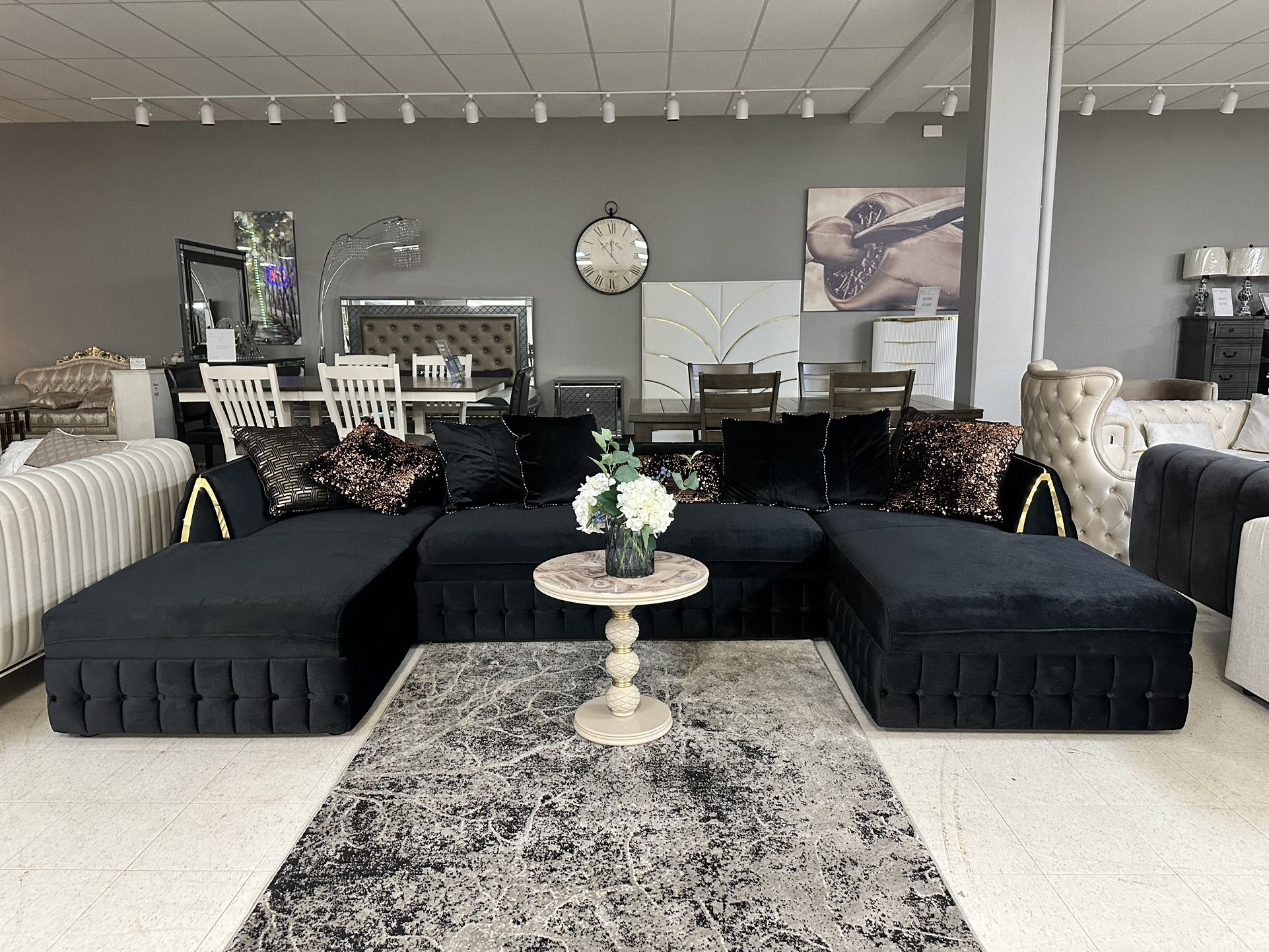 Sicily black Double Chaise Sectional