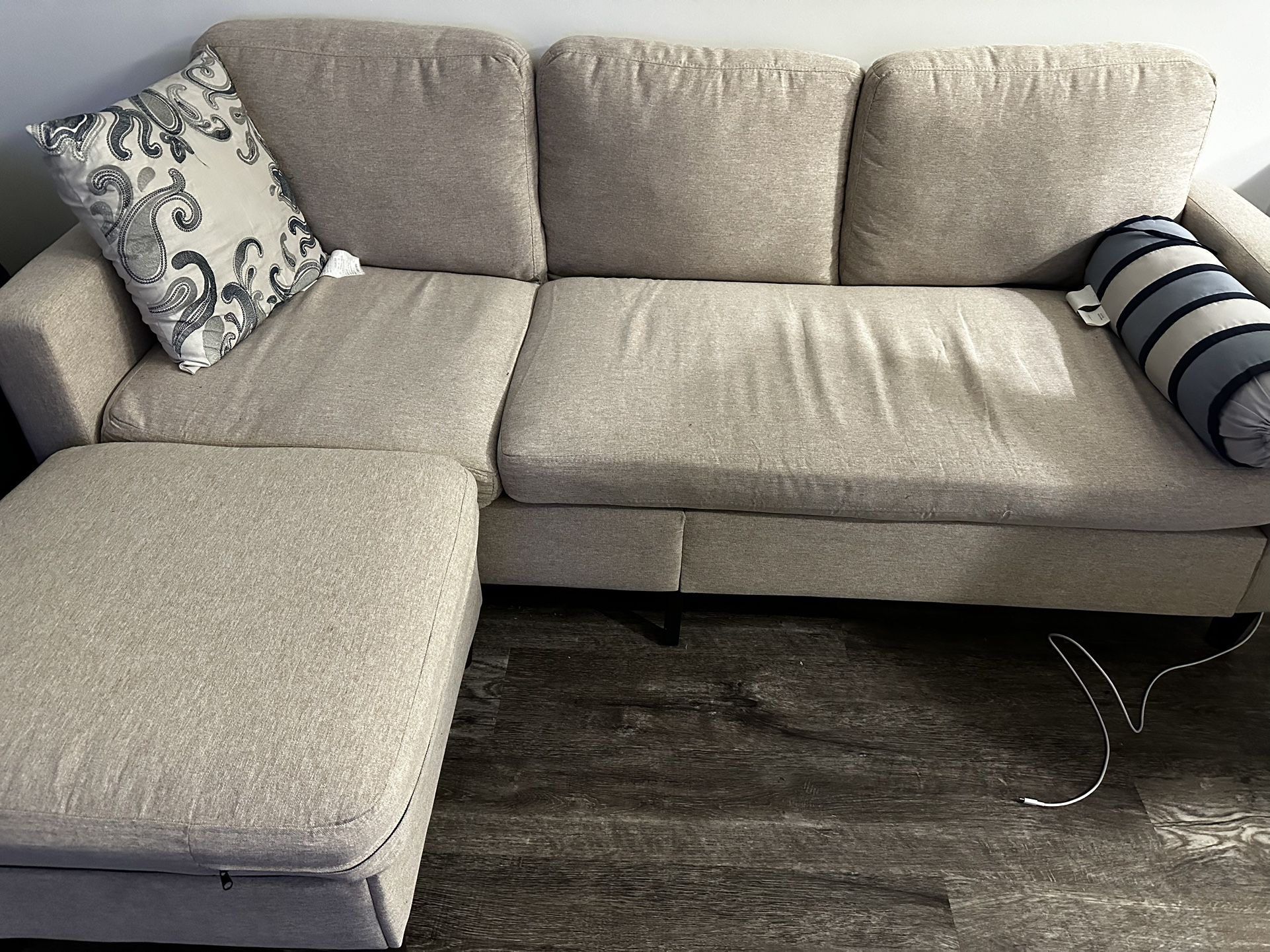 MUZZ Sectional Sofa with Movable Ottoman, Free Combination Sectional Couch, Small L Shaped Sectional