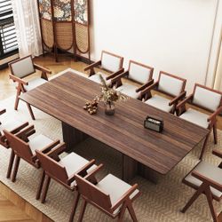 94.5" Round Walnut Dining Table for 10 — Mid‑Century Modern Style