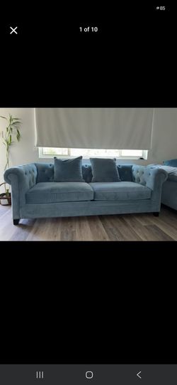 Macy’s Martha Stewart Collection Sofa Set – Baby Blue – Excellent Condition (Need Gone ASAP)