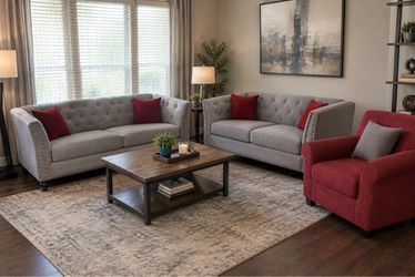 Beautiful Modern Nail Head 3-Piece Sofa, Loveseat & Chair Set ❤️