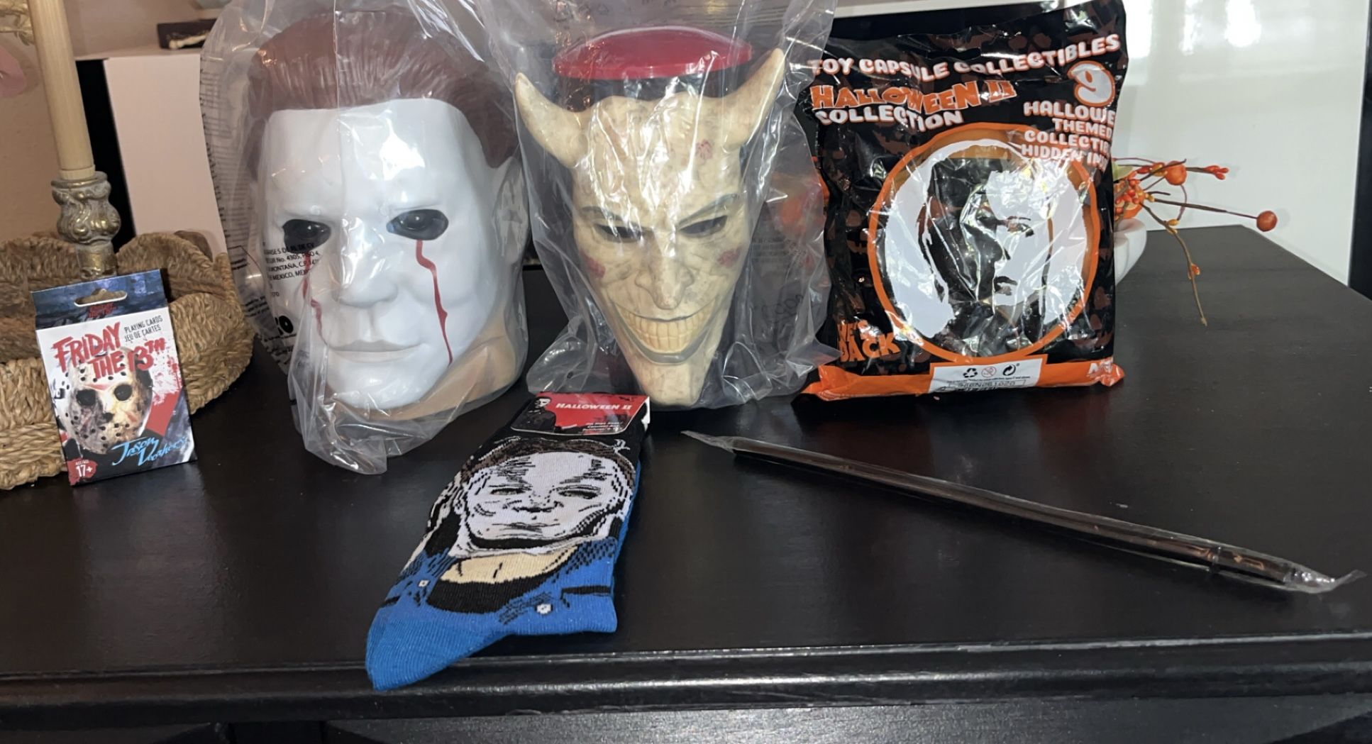 Cinemark Halloween Michael Myers Popcorn Bucket And Black Phone Cup Lot