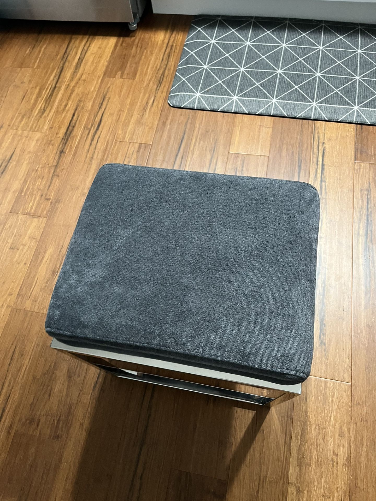 Gray Ottoman Foot Stool Chair Seat Chrome