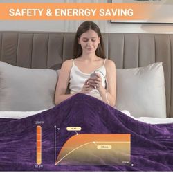 Heated Blanket Queen Size, Dual Control Electric Throw Blanket with 10 Heating Levels, 5 Auto Shut Off Levels，Warm Soft Flannel Machine Washable Fast 