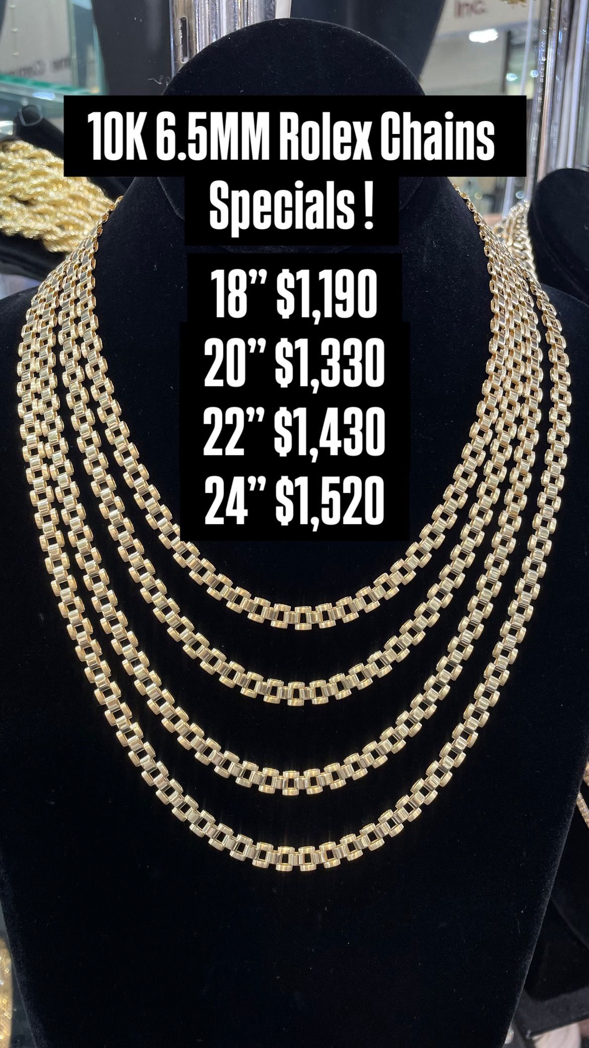 10K 6.5MM Rolex Chain Yellow Gold
