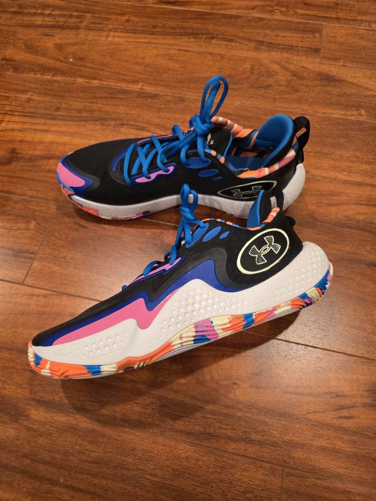 Under Armour Spawn 5 LE Blue Pink Black Basketball Shoes (contact info removed)-001 Men Sz 12.5