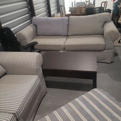 Sofa, Loveseat And Overstuffed Chair 