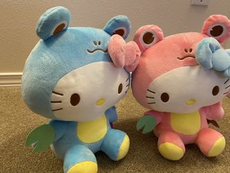 Hello Kitty Sanrio Frog Plush New 2020 11 Pink Blue Bow