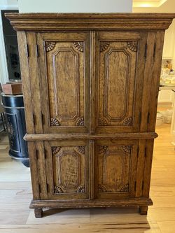 Beautiful antique cabinet with double hinged doors 36 X 24 X 52”