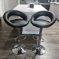 Adjustable Height Swivel Barstools with Footrest