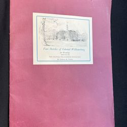 Vintage Art Print Set — Four Sketches of Colonial Williamsburg — Charles H. Overly