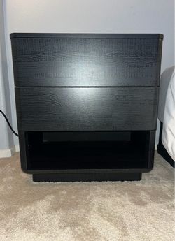 Black Nightstand with Drawers