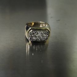 Gold & Diamond Pinky Ring For Sale