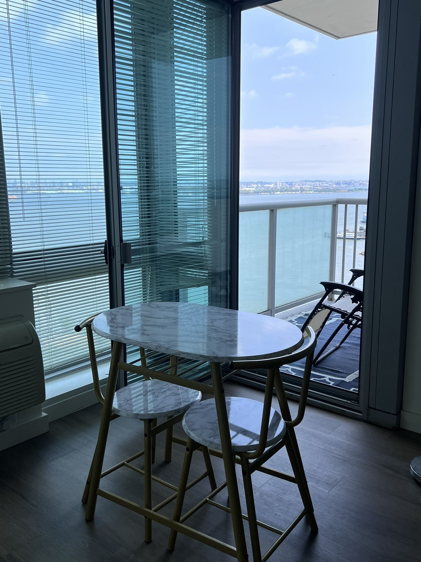Student Owned 50 Dollars Negotiable Marble Table And Chair Set With Wine Holders Under The Table