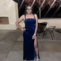 Size Large Long Maxi Slit Velvet Evening Dress. 