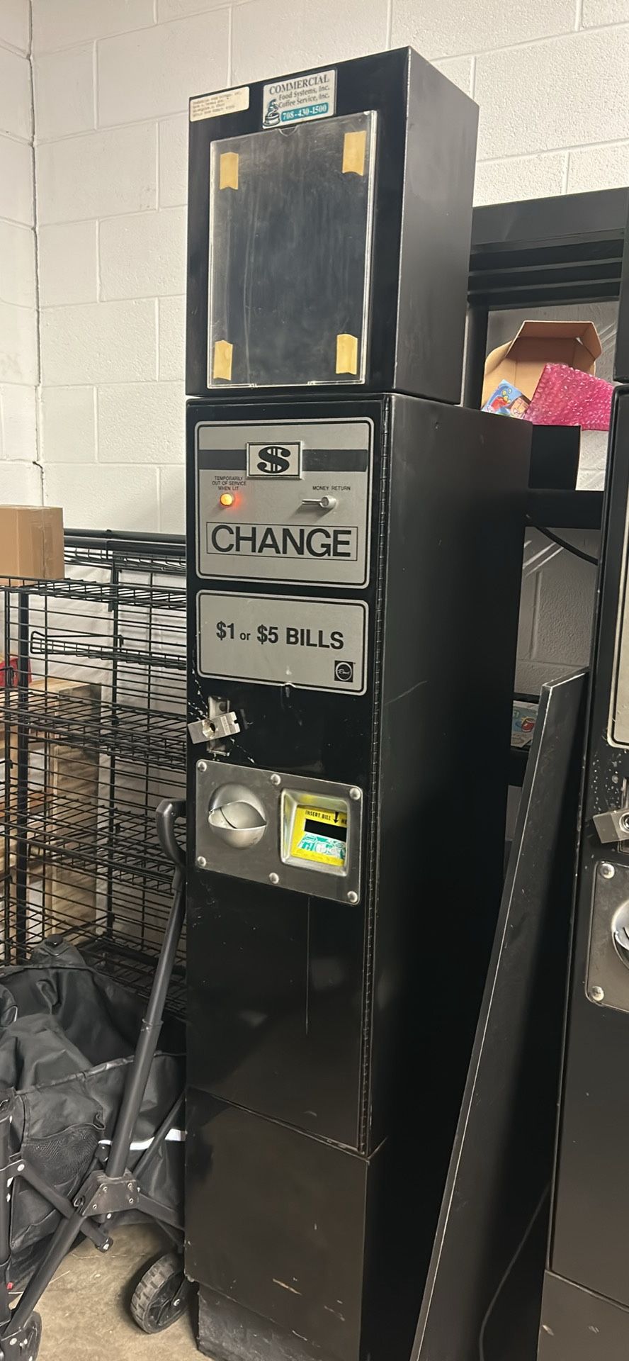 ROWE BC-12 $1 & $5 BILL to COIN CHANGER MACHINE MODEL BC-12 UNTESTED