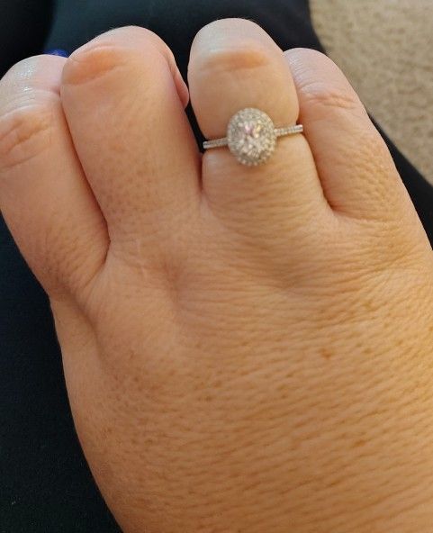 1 Ct Moissanite and Diamond Double Halo Engagement Ring