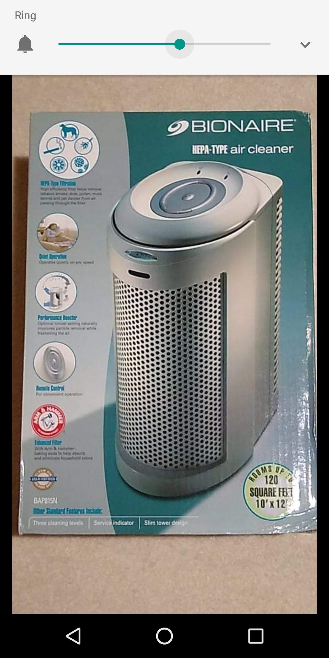 Bionaire air purifier for rooms upto 200sq ft