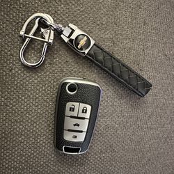 Chevrolet Flip Key Remote 4 Button Case Cover & keychain
