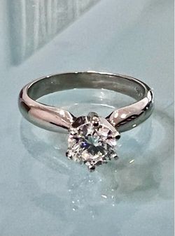 14KT White Gold Natural 0.97ct Round Solitaire Diamond Engagement Ring
