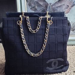 CHANEL CC Chocolate Bar Chain Shoulder Tote Bag