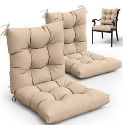 New Seat Cushion 2 Pcs Outdoor High Back Chair Cushion Pillows Splash Proof Fade Resistant
